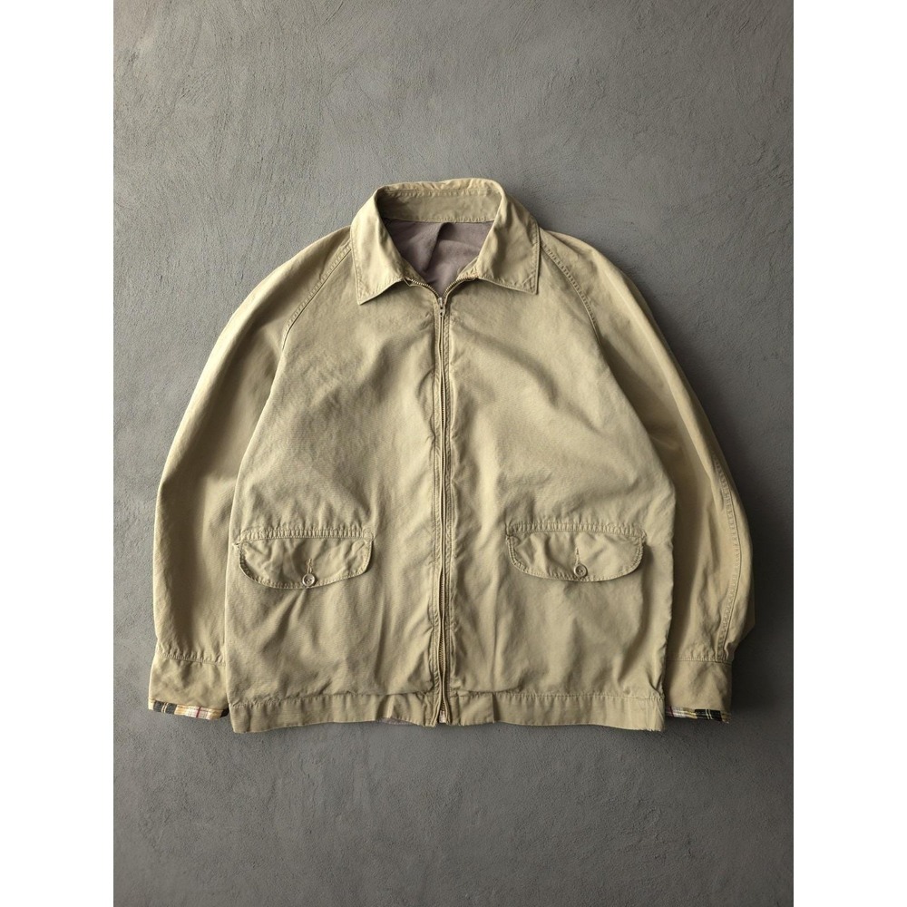 Vintage 1960s Beige Cotton Harrington Windbreaker Jacket Canada Made M